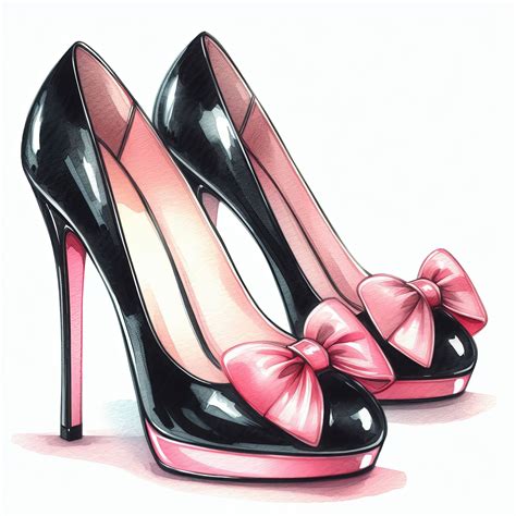 Watercolor High Heels Clipart Bundle Black and Pink High Heels Clip Art ...