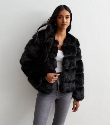 Gini London Black Faux Fur Jacket | New Look
