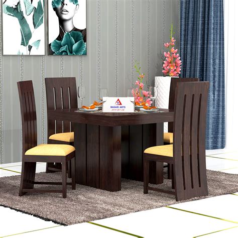 Bagari Arts Wooden Solid Sheesham Wood Dining Table 4 Seater ...