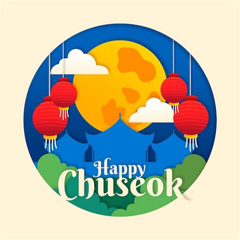 Chuseok-Konzept im Papierstil | Kostenlose Vektor