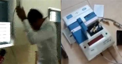 Angry Jana Sena Party Candidate In Andhra Smashes EVM After It ...