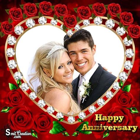 Happy Anniversary Roses Heart Photo Frame - SmitCreation.com/Photoframe/
