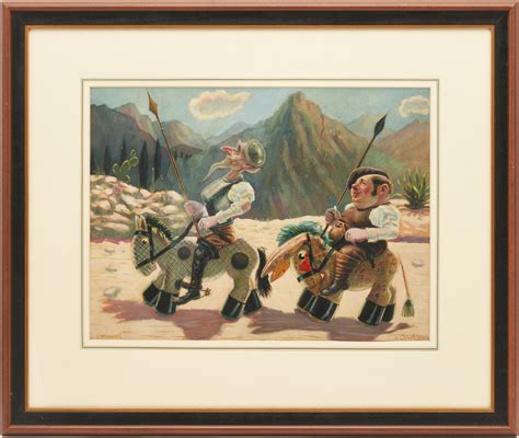 Lot 436: Signed European School Painting, Don Quixote & Sancho Panza ...