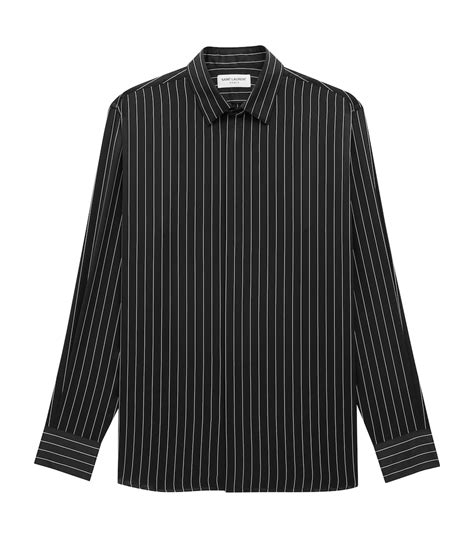 Saint Laurent Black Silk Pinstripe Shirt | Harrods IN