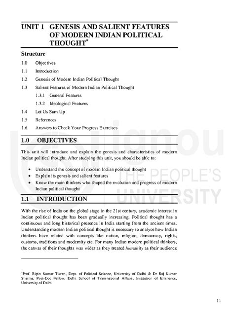 Unit 1: Genesis and Key Features of Modern Indian Political Thought ...