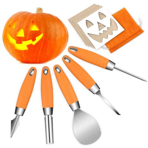 Upgraded 5 PCS Pumpkin Carving Kit for Adults & Kids with Professional ...