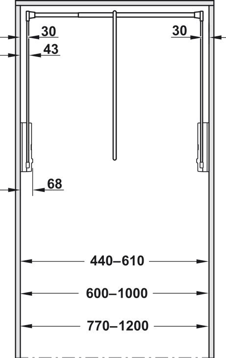 Wardrobe lift, 2004, for fitting to side panel, load bearing capacity ...