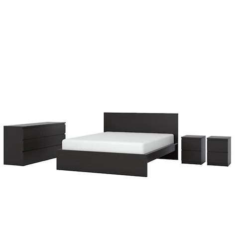 MALM bedroom furniture, set of 4, black-brown, 160x200 cm (63x783/4 ...