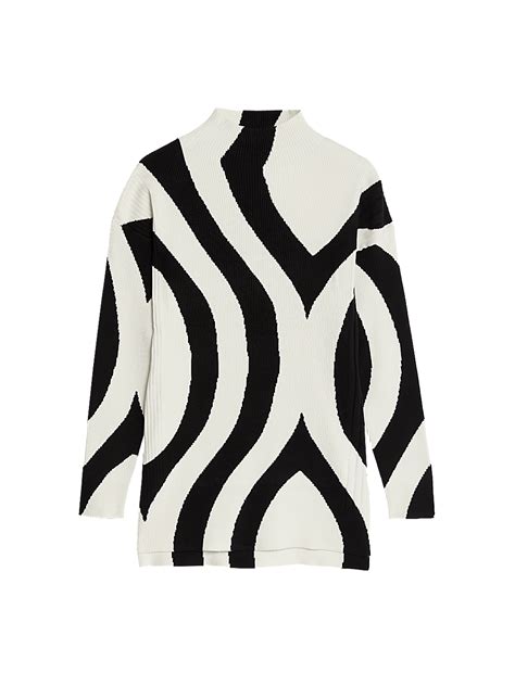 Buy Patterned Funnel Neck Longline Jumper at Marks & Spencer
