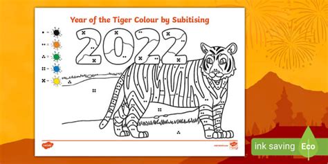 👉 Chinese New Year - Year of the Tiger Colour by Subitising