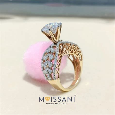 Moissanite Round Shape Solitaire Cocktail Ring - LR00172-moissani.in