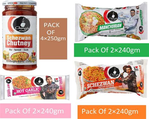 Ching's Secret Schezwan Chutney 250gm Combo Pack with Instant Noodles ...
