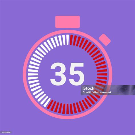 35 Minutes Timer Stopwatch Symbol In Flat Style Editable Isolated ...