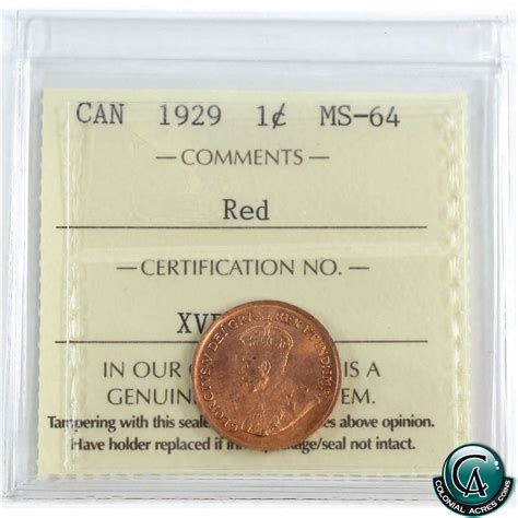1-cent 1929 ICCS Certified MS-64 RED!