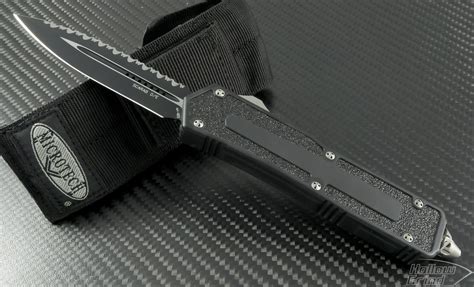 Microtech Knives Scarab D/E Automatic OTF D/A Knife (3.44in Black Serr S35-VN) 175-3 | Hollow Grind