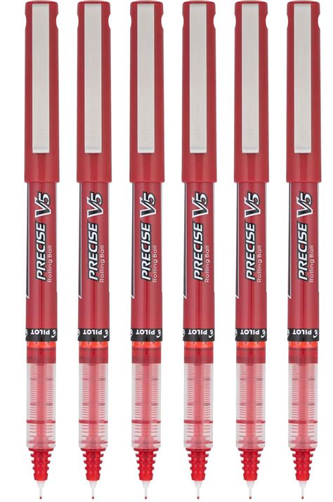 Pilot Precise V5 Stick Rolling Ball Pens Extra Fine Point Red Ink 6 ...