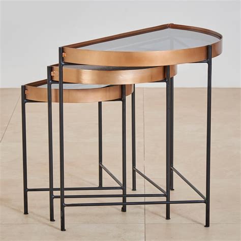 Buy Serenity Glass Top Nest of 3 Tables - Gold from Home Centre at just ...