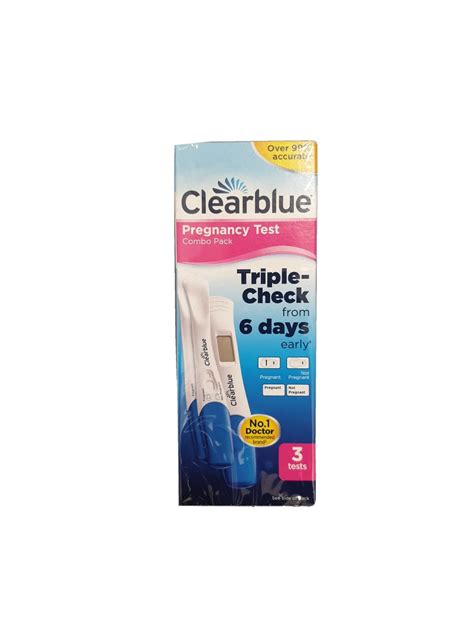 Clearblue Pregnancy Test Combo Pack, Triple-Check+ Date, 3 Tests Long ...
