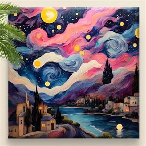 Livin'luxe Starry Night Mediterranean Landscape Canvas Wall Art ...