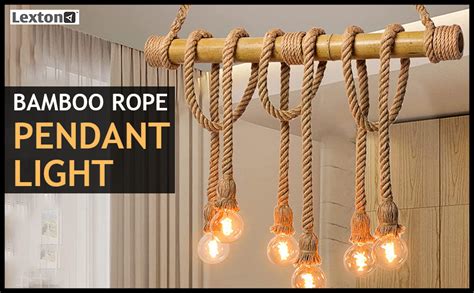 Buy Lexton Bamboo Rope Pendant Light | Antique Retro Loft Island ...