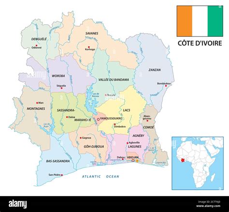 Administrative Map Of Côte D'Ivoire - BNBI