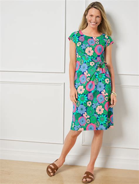 Talbots Effortless Jersey Floral Tie Dress | Talbots