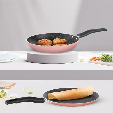 Buy Borosil Festive Glory Non-Stick Set of 2 Tawa (25 cm) and Fry Pan ...