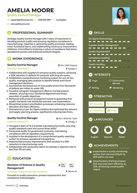 10+ Quality Control Manager Resume Samples & Templates for 2025