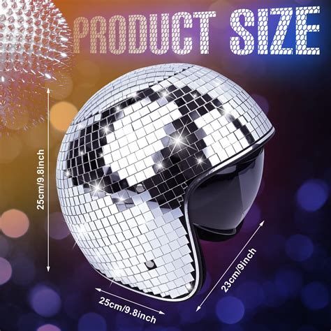 Yoiemivy Disco Helmet with Retractable Visor Glitter Mirror Glass Disco ...