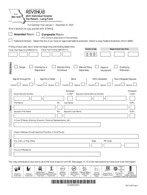 MO 1040 Individual Income Tax Return Long Form - Fill Out and Sign Printable PDF Template ...