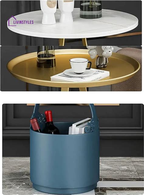 Cotswold Modern Luxurious Round Marble Side Table in Gold Color – LivIn ...