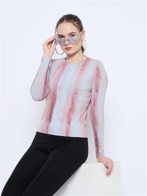 Madame Abstract Print Crew Neck Loose Fit Rust Top