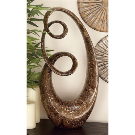 Aluminum Metal Swirl Abstract Sculpture with Black Base - Black, Silver ...