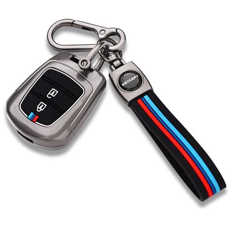 Metal key Cover Hyundai Eon | Santro 2 Button Remote Key with Keychain ...