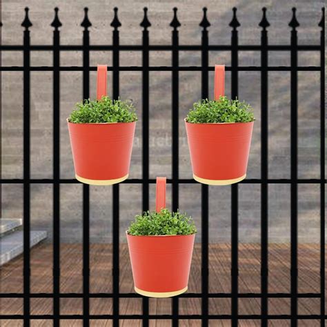 ecofynd 7 Inches Halley Railing Planters for Balcony, Hanging Pots for ...