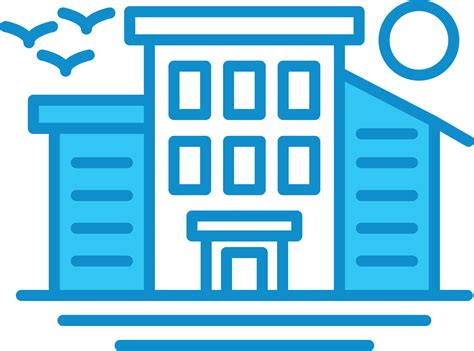 A low, blue building Vector Art Vector Art