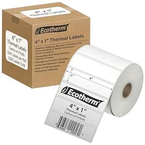 4 x 1 Direct Thermal Paper Label Stickers - 1340 Labels Per Roll - 4 ...