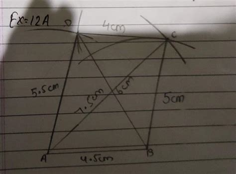 construct a quadrilateral ABCD in which sides AB = 4 cm BC = 5 cm CD ...