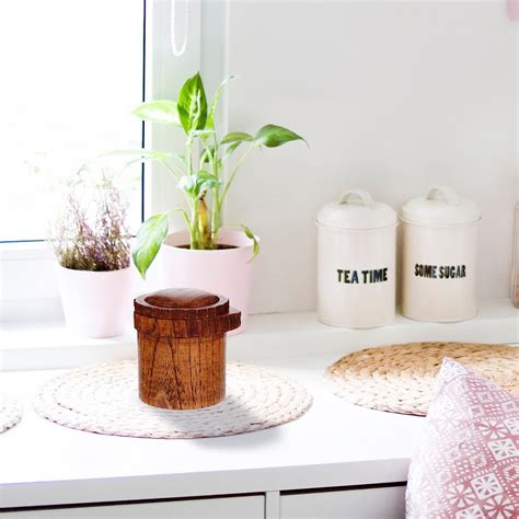 Buy Hemoton Wood Salt Cellar Box Swivel Cover Wood Box Farmhouse Small ...