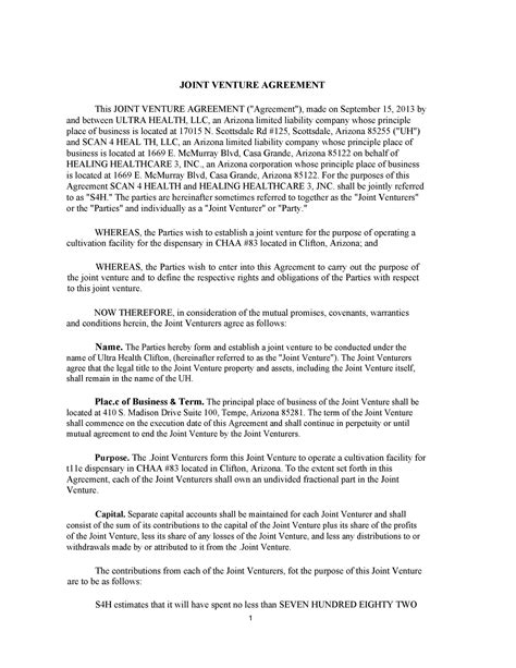 53 Simple Joint Venture Agreement Templates [PDF, DOC] - Template Lab