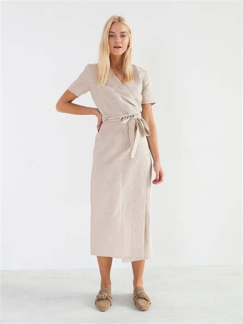 BELLA Linen Midi Wrap Dress - Love and Confuse