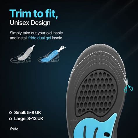 Frido Dual Gel Insoles, Extra Comfort & Support, Trim-to-fit, Made in ...