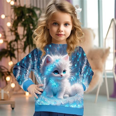 Para Meninas 3D Gato Moletom Pullover Manga Longa Impressão 3D ...