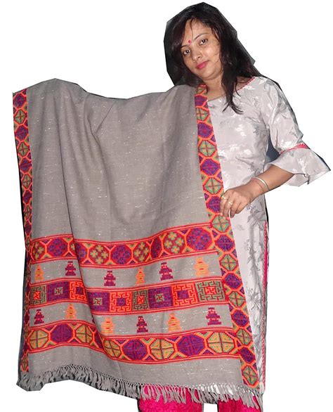 Buy PURE ANGORA WOOL KULLU KINORI SHAWL TRIPLE BORDER at Amazon.in
