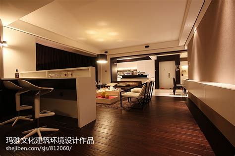 现代简易白色木地板简装客厅小吧台效果图 – 设计本装修效果图