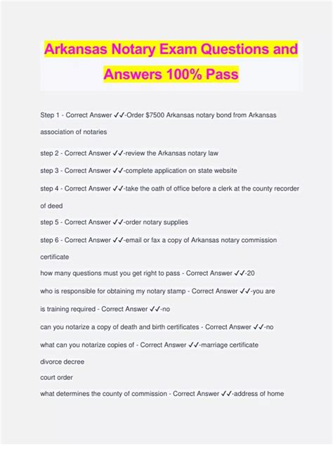 Arkansas Notary Exam Questions and Answers 100% Pass - Arkansas Notary ...