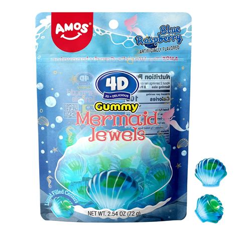 Amos 4D Gummy Candy Mermaid Jewels Fruity Filled, Chile | Ubuy
