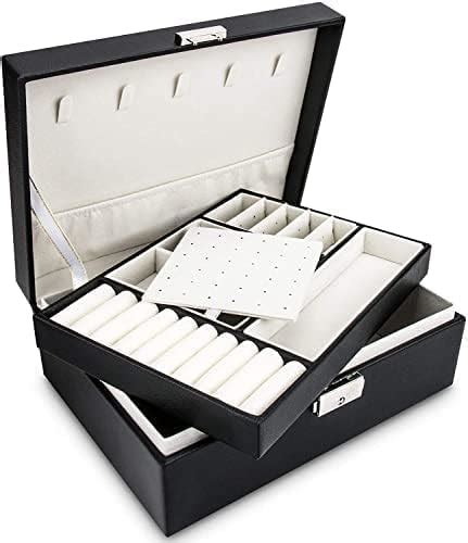 Di Grazia Jewellery Storage Box, 3 layer Watch Ring Earrings Necklace ...