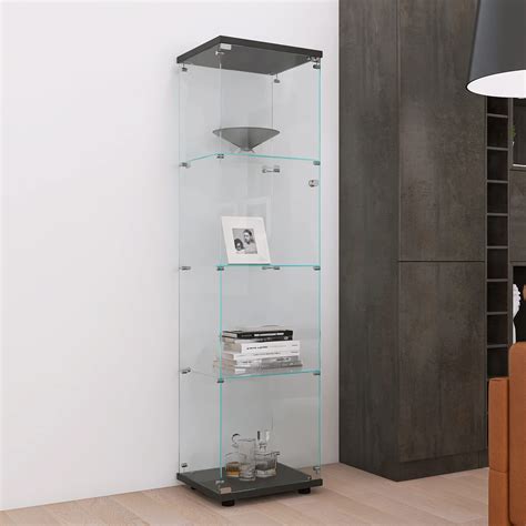 Buy 64"H Glass Display Cabinet, 4-Shelf Glass-Door Cabinet Curio ...