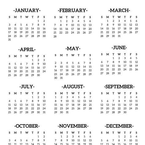 Month At A Glance Blank Calendar Template - Evelynmercy.com
